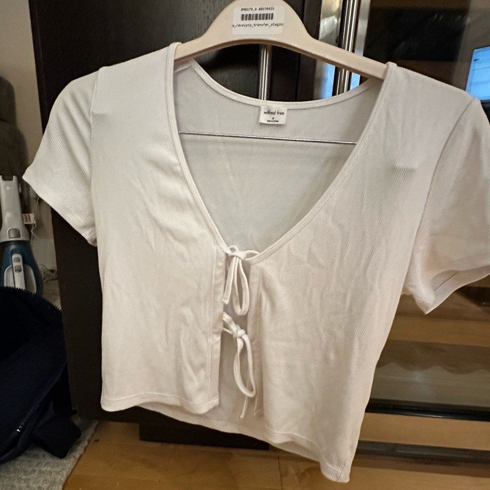 Wilfred White Tie-Front Ribbed Top